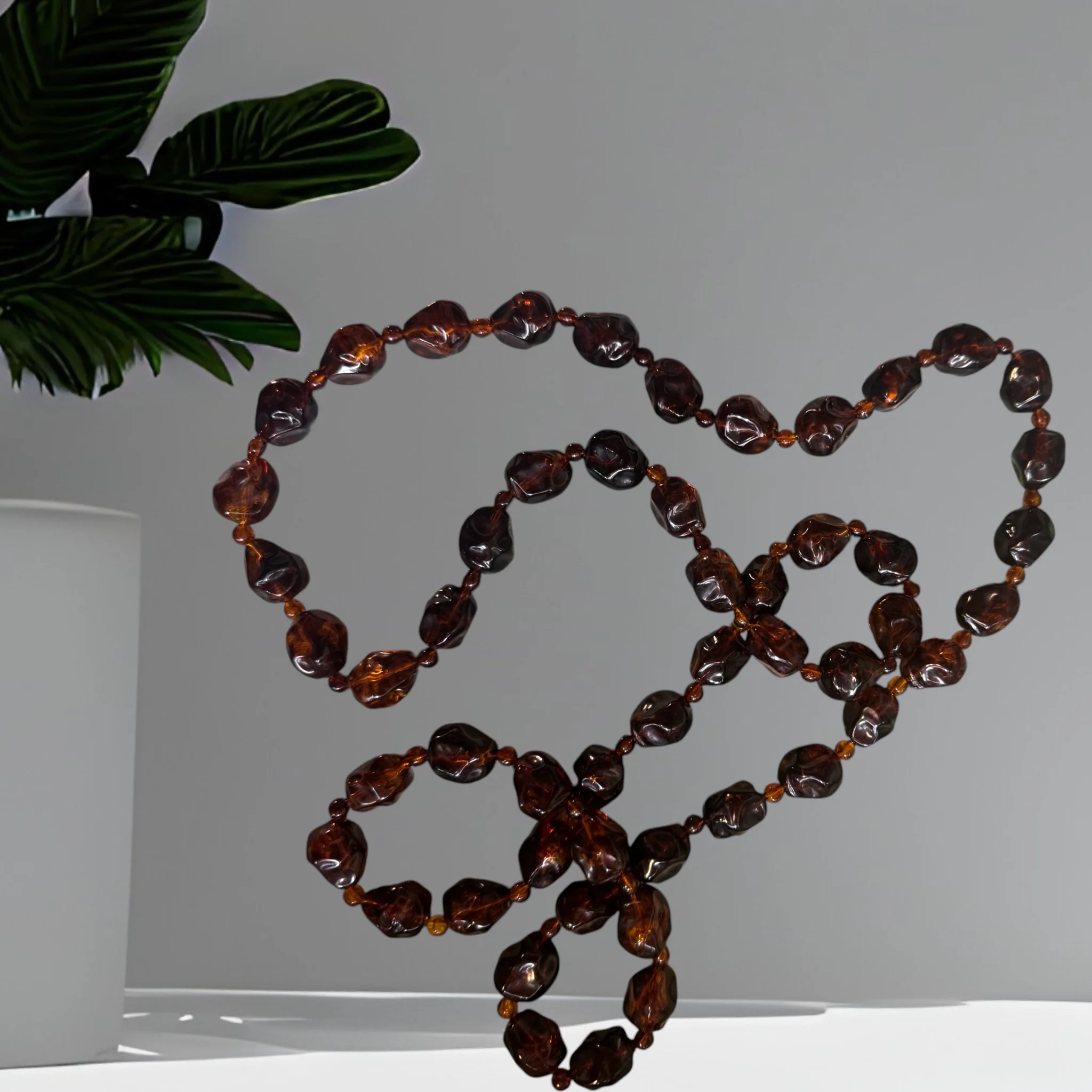 Amber Cognac Costume Necklace - Image 3